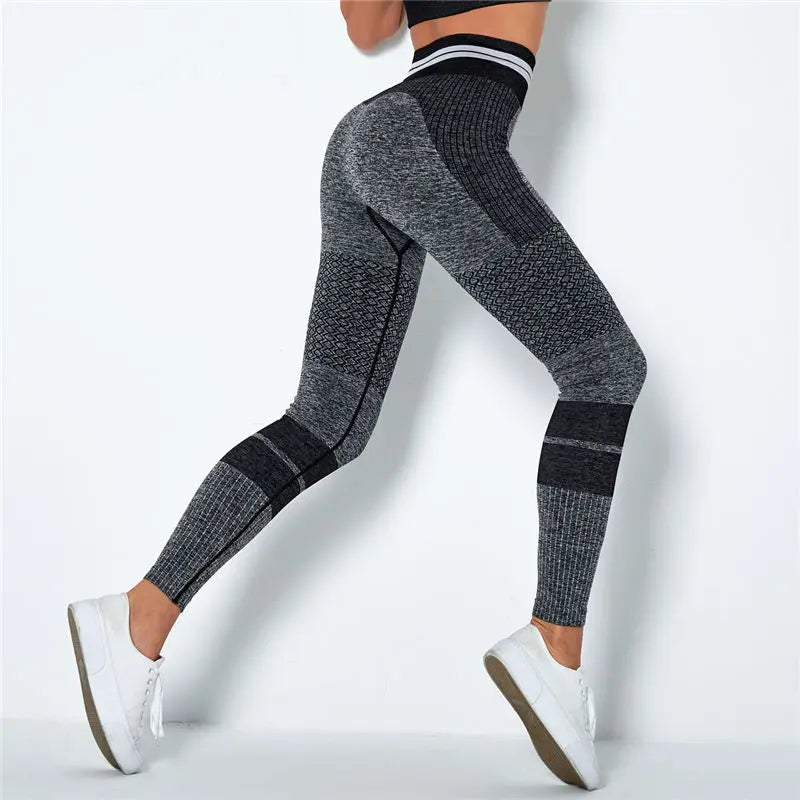 Seamless Sports Pants Striped Knitted Gym Leggings