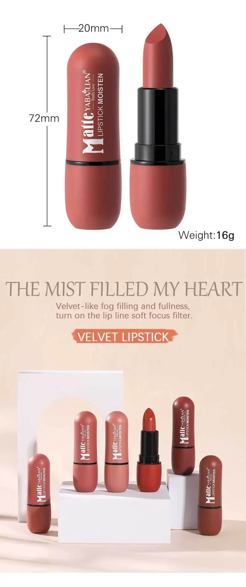 6 Colors Sexy Matte Lipstick Waterproof Long Lasting