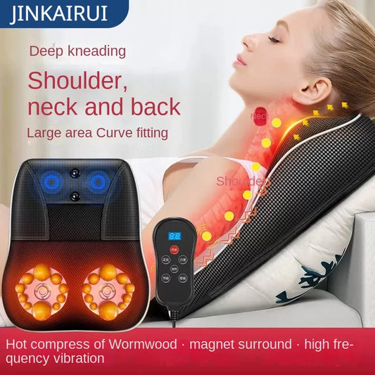 Car Back Pillow with Heating Vibrating Massage Device