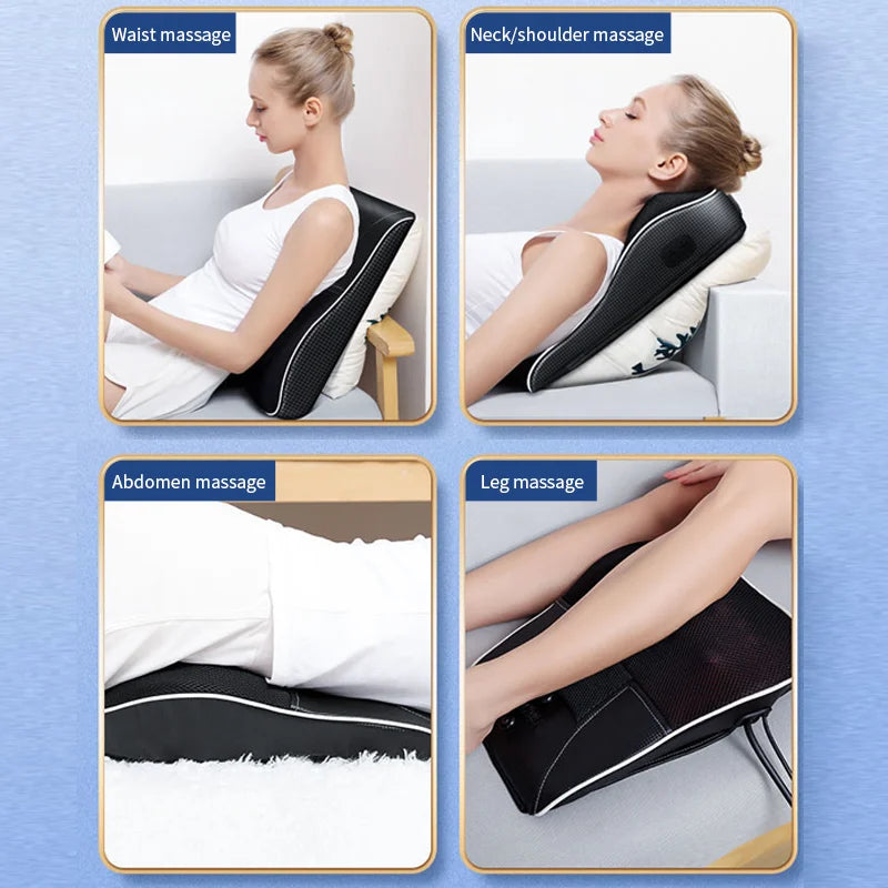 Car Back Pillow with Heating Vibrating Massage Device