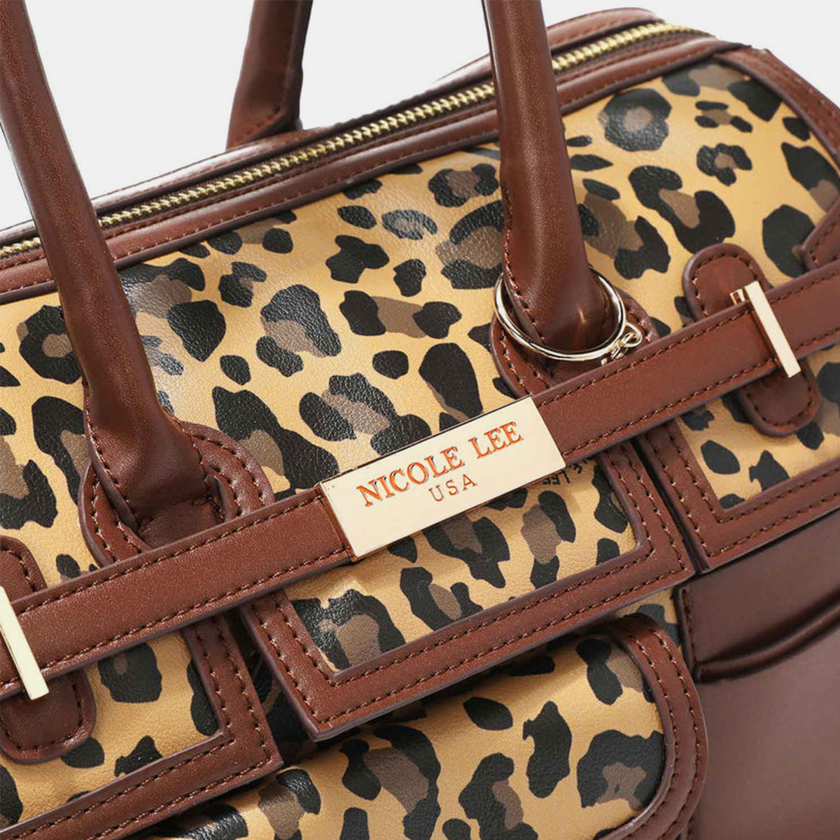 Nicole Lee USA Leopard Boston Bag