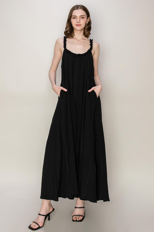 HYFVE Frill Sleeveless A-Line Maxi Dress