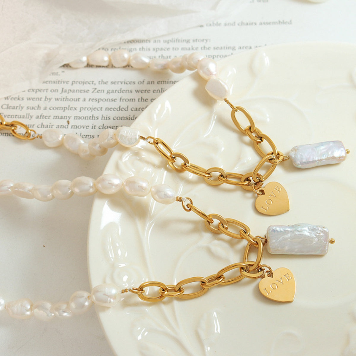 Freshwater Pearl Titanium Steel Necklace