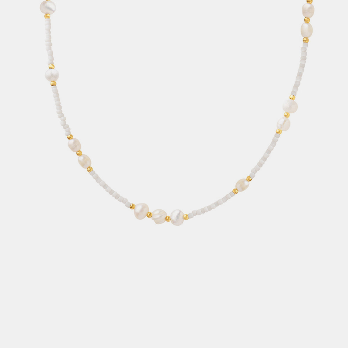 Titanium Steel Glass Bead Pearl Necklace